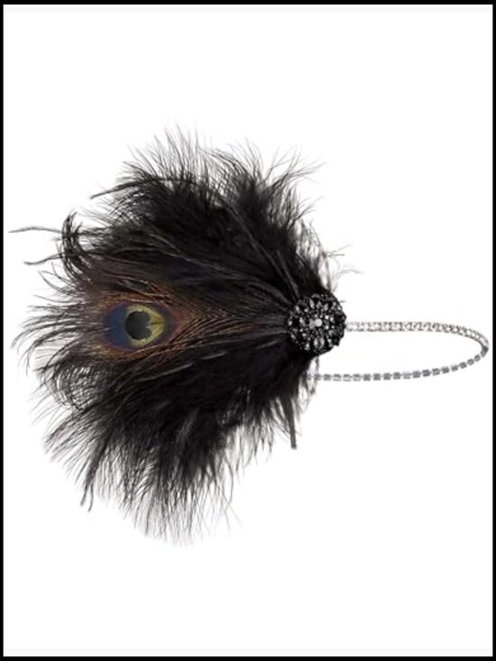 1920s Flapper Headband Ostrich Feather Headpiece with Crystal Rhinestones main image 5